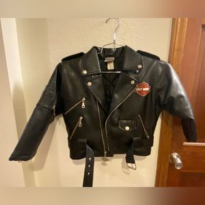 Children Size 7 Harley Davidson Black Moto Quilted Jacket Coat Unisex